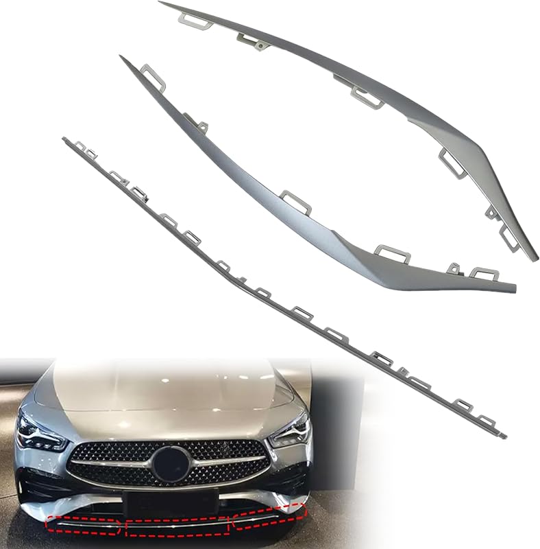 Moldura do para-choque dianteiro XQSMWF cromada para Mercedes-Benz W117 CLA 2016–2019 – 3 peças