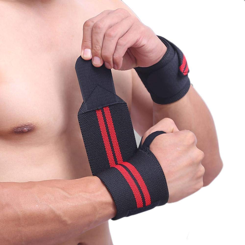Spocco® Wrist Wraps with Thumb Loop for Weightlifting, Powerlifting, Gym, and Crossfit - Wrist Support Band for Men and Women,1-Pair (Red & Black, Polyester) AZ02-image-38