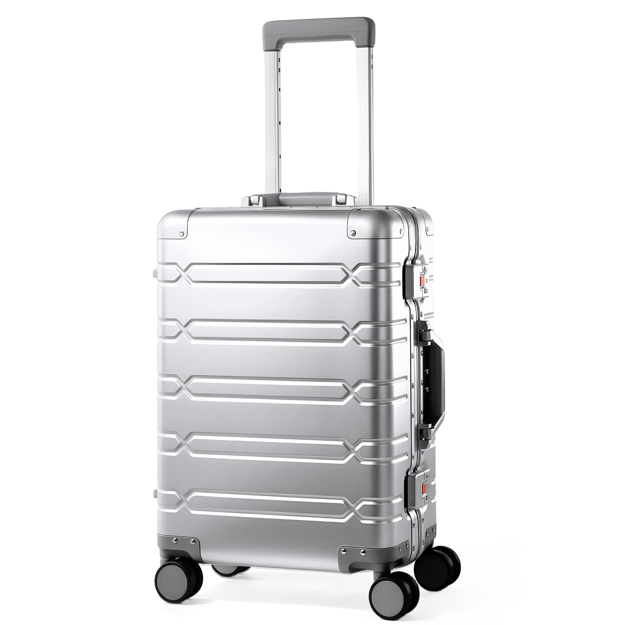 All Aluminum Carry On Luggage 22x14x9 Airline Approved-Zipperless Luggage Premium Aluminum Suitcase Luggage, Hard Shell Carry On Luggage with Spinner Wheels (silver, 20inch)