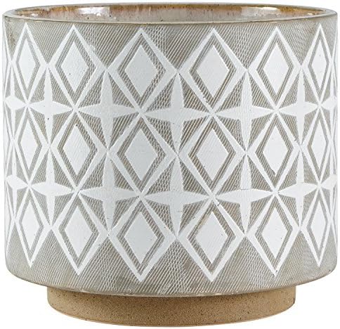 Amazon Brand – Rivet Geometric Ceramic Planter Pot, Grey, Large, 8.6"H