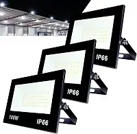Kit com 3 Refletor LED Holofote 100W Branco Frio 6500K - IP66 à Prova d’Água Econômico para Jardim, Fachada e Quintal Premium