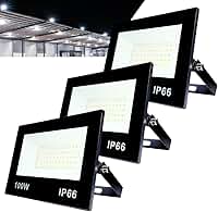 Kit com 3 Refletor LED Holofote 100W Branco Frio 6500K - IP66 à Prova d’Água Econômico para Jardim, Fachada e Quintal Premium
