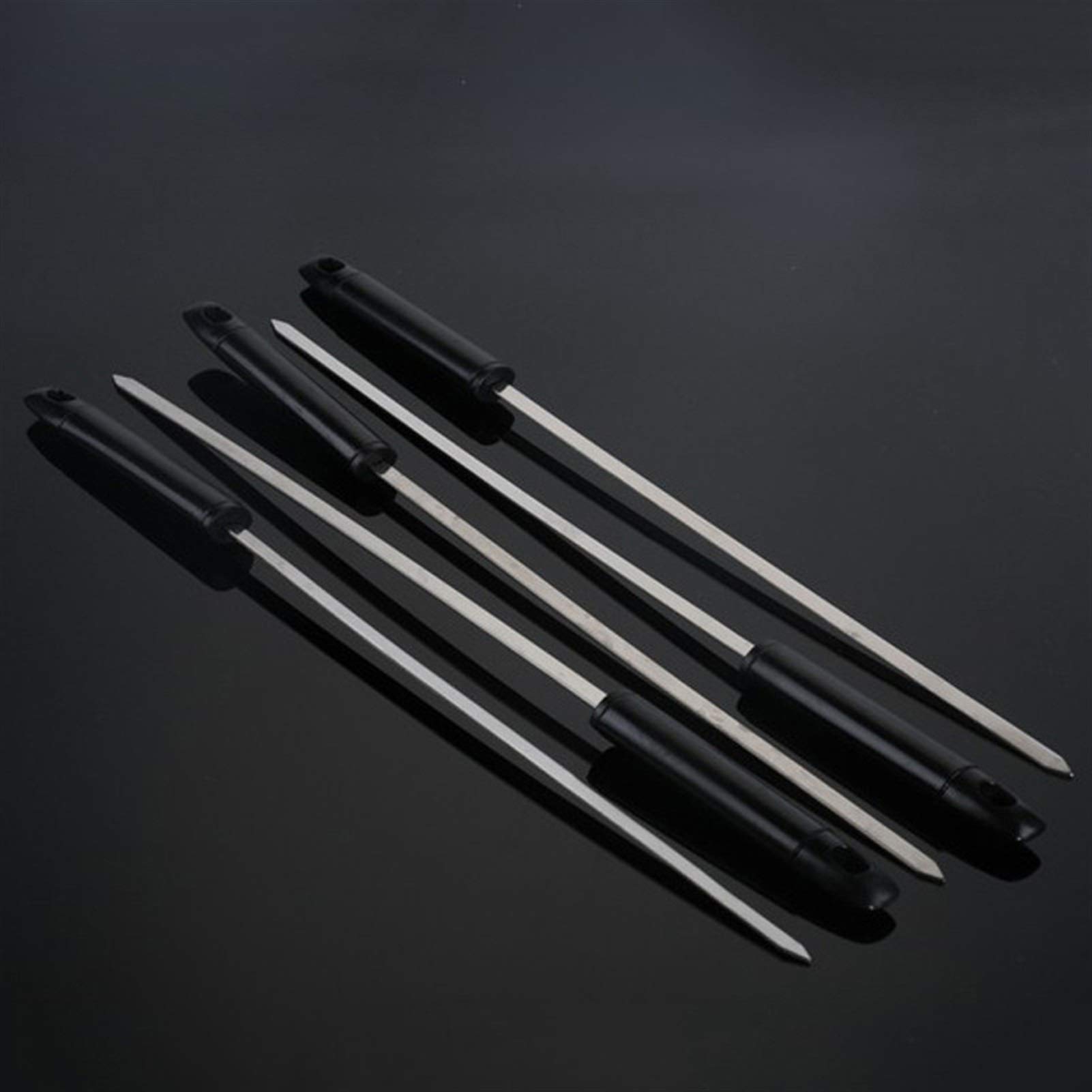 Spiedini da Barbecue 5 Pezzi BBQ Stick Stick Grigliatura Acciaio Inossidabile Acciaio Barbecue con Manico Nero Shish Kabob Sticks Metallo Piatto 17.7 '' / 45cm (Color : 5 Pieces)