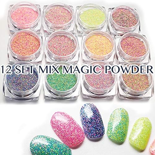 12色セット ミックスマジックパウダー シュガーパウダー ツイードネイル ツイード ファブリック ネオン グリッター カラフル ジェルネイル アクリル レジン Amita グリッター ラメ 通販 Amazon