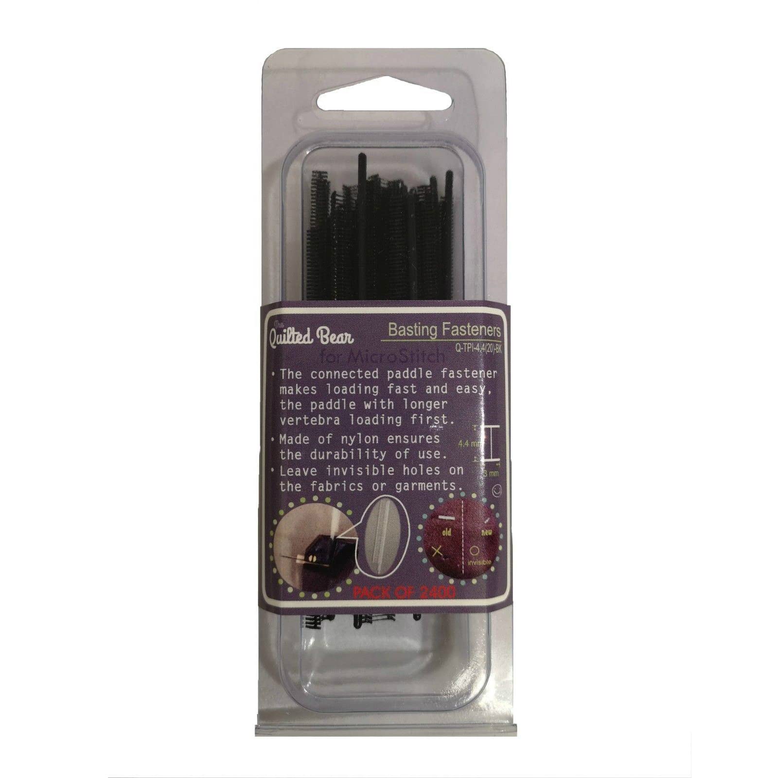The Quilted Bear Tack Refills - Premium Basting Fastener Tack Refills for The Basting Gun/Kimble Gun Pack of 2400 Your Choice of Two Different Colours (Black)