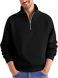 ZYXTIM Pullover Sweatshirts for Men Quarter Zip Big and Tall Shirts Stand Collar Casual Pullover Tops Warm Winter Sweater