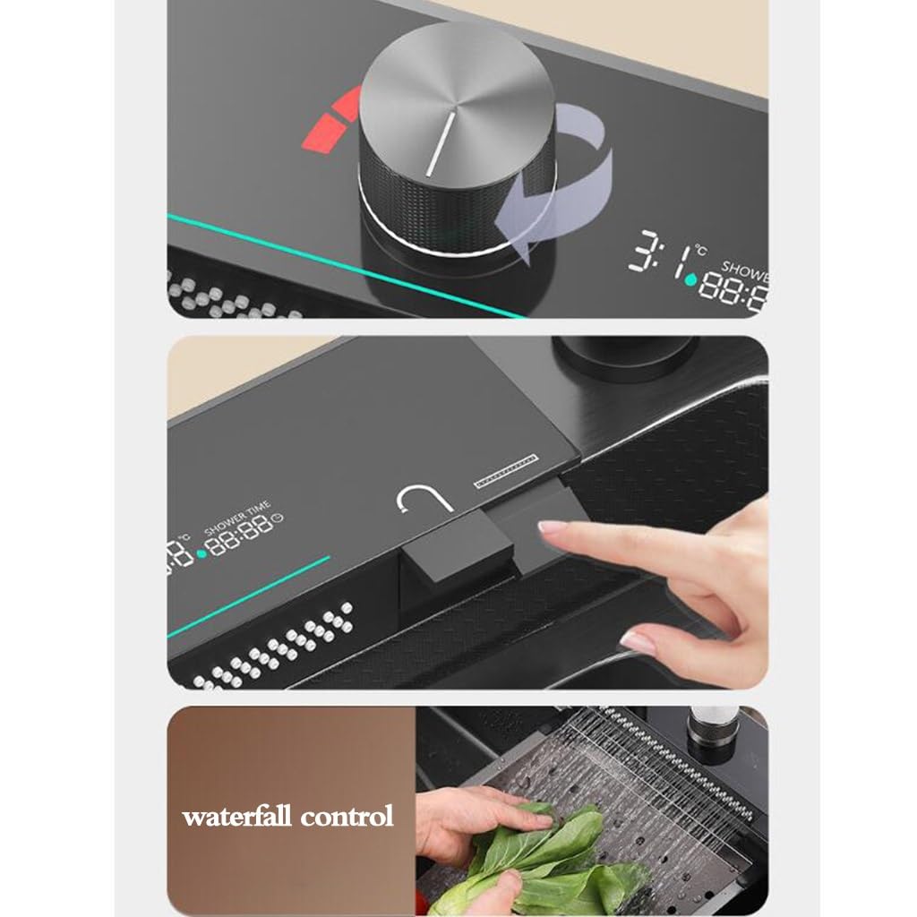 Singola ciotola sifone Lavello Con Tazza Rondella Rubinetto di Scarico Cestino di Scarico Grandi Dimensioni Singola Ciotola Lavello In Acciaio Inox Cascata Digitale Fumo Cucina Incorporato