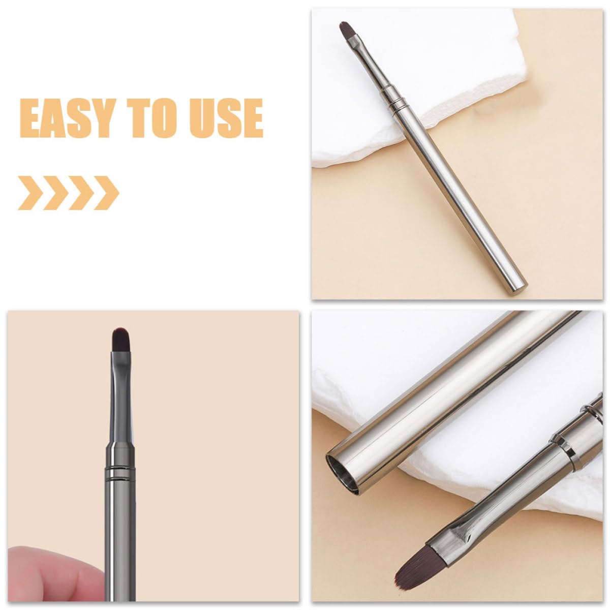FUOYLOO Pennelli per Nail Art e Setole in Nylon, Facili da Usare e Resistenti 2 Pezzi Manico in Alluminio per Manicure Professionale e Decorazioni Unghie