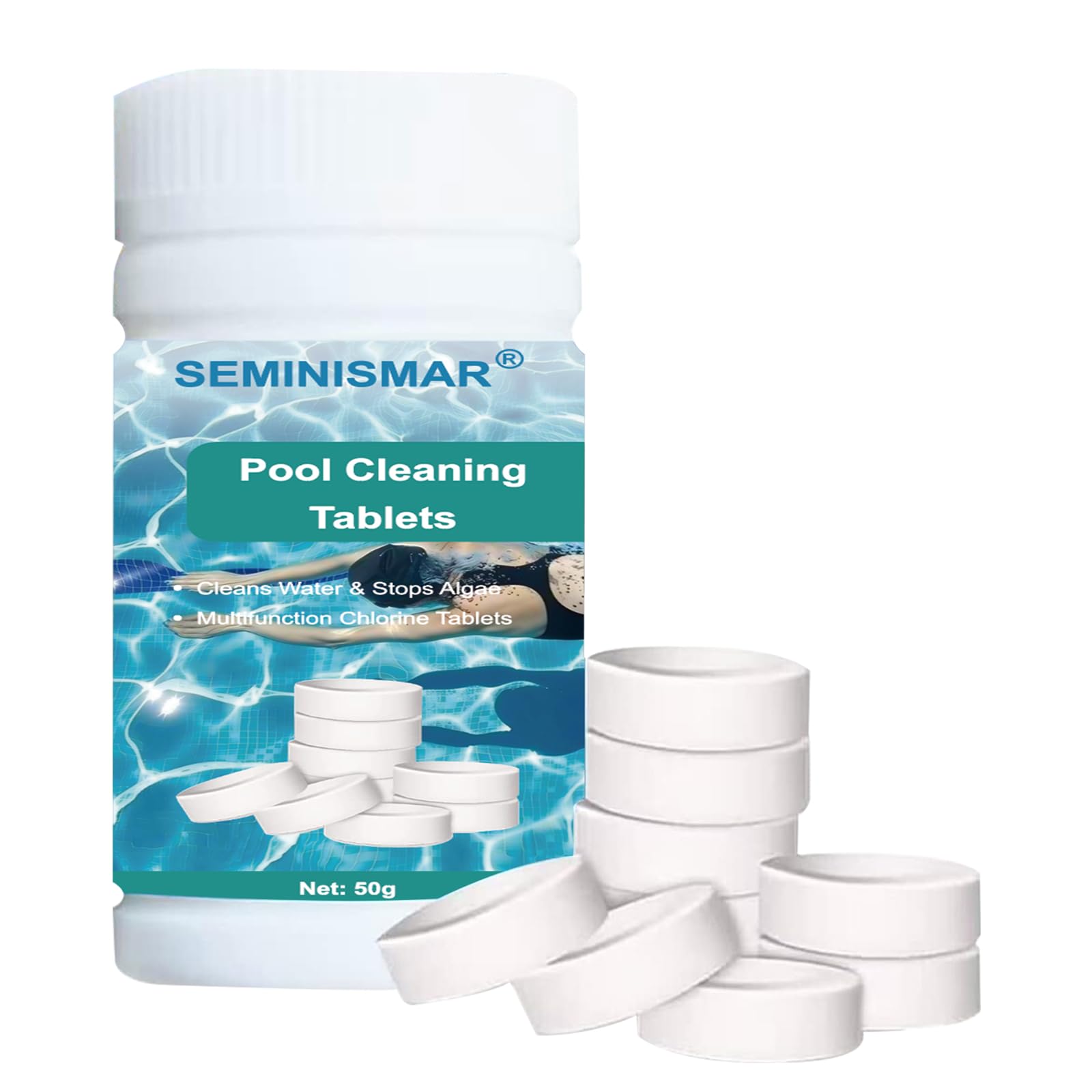 Pool Chlorine Tablets,Chlorine Tablets for Swimming Pool,50PCS ChlorineTablets for Hot Tub,Pool Cleaning Tablets,Multifunctional ChlorineTablets for Hot Tubs & Spas