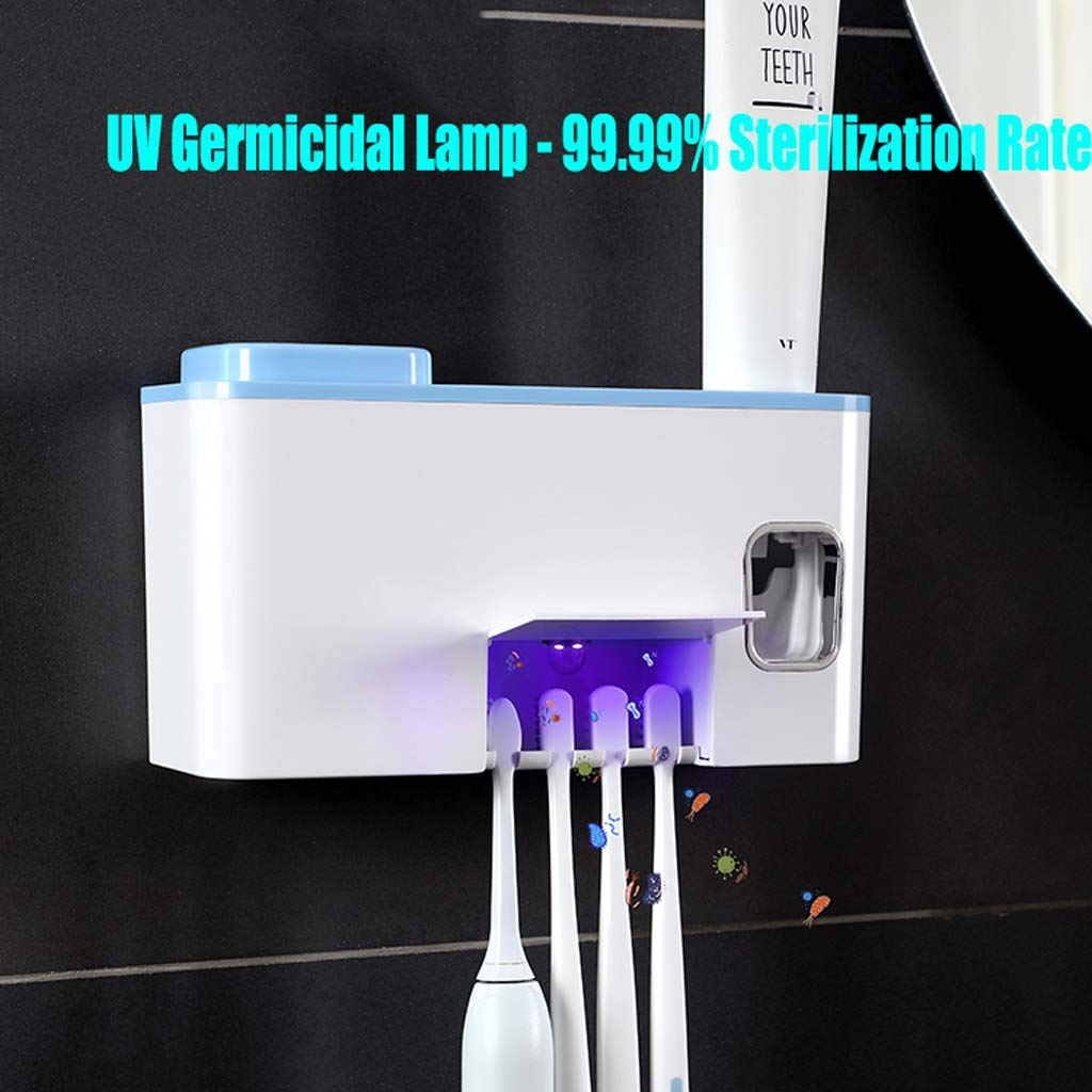 TJH Esterilizador de Cepillo de Dientes UV, Caja de Almacenamiento de electrodomésticos de Pared, Estante de Copa de Cepillo de Dientes, Almacenamiento ordenado -Sin Enchufe