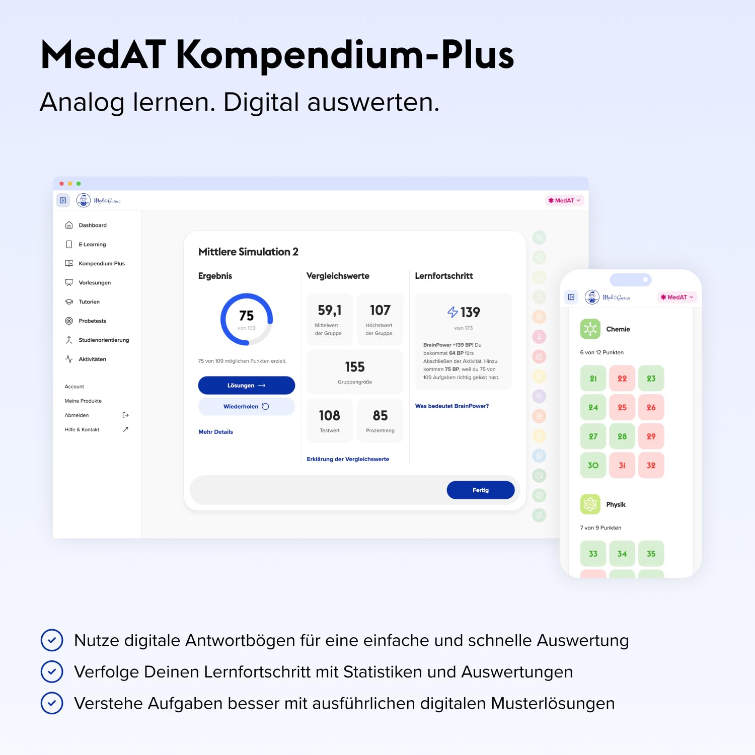 MedGurus - MedAT – Komplettpaket zur Vorbereitung auf den Medizinertest MedAT für das Medizinstudium in Österreich – Buchreihe & E-Learning mit über 8.000 Übungsaufgaben und MedAT Testsimulation