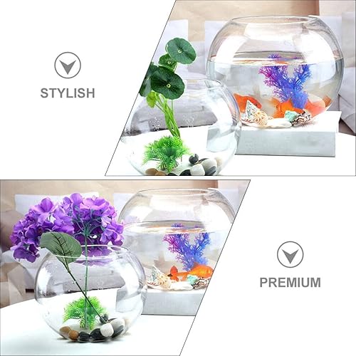 Miniatura 2 de HANABASS Tazón de burbujas de vidrio, mini pecera, pequeño acuario, cuenco de peces de globo, florero, florero, planta, terrario, frasco, para
