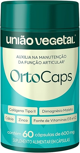 OrtoCaps Colágeno Tipo 2 Cálcio Zinco Magnésio Dimalato União Vegetal