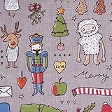 lillestoff magazin 3 kaufen Waschbar bei 30°C Lillestoff Bio Baumwollstoff Susalabims Weihnachtsdoodle grau bunt 1,5m Breite