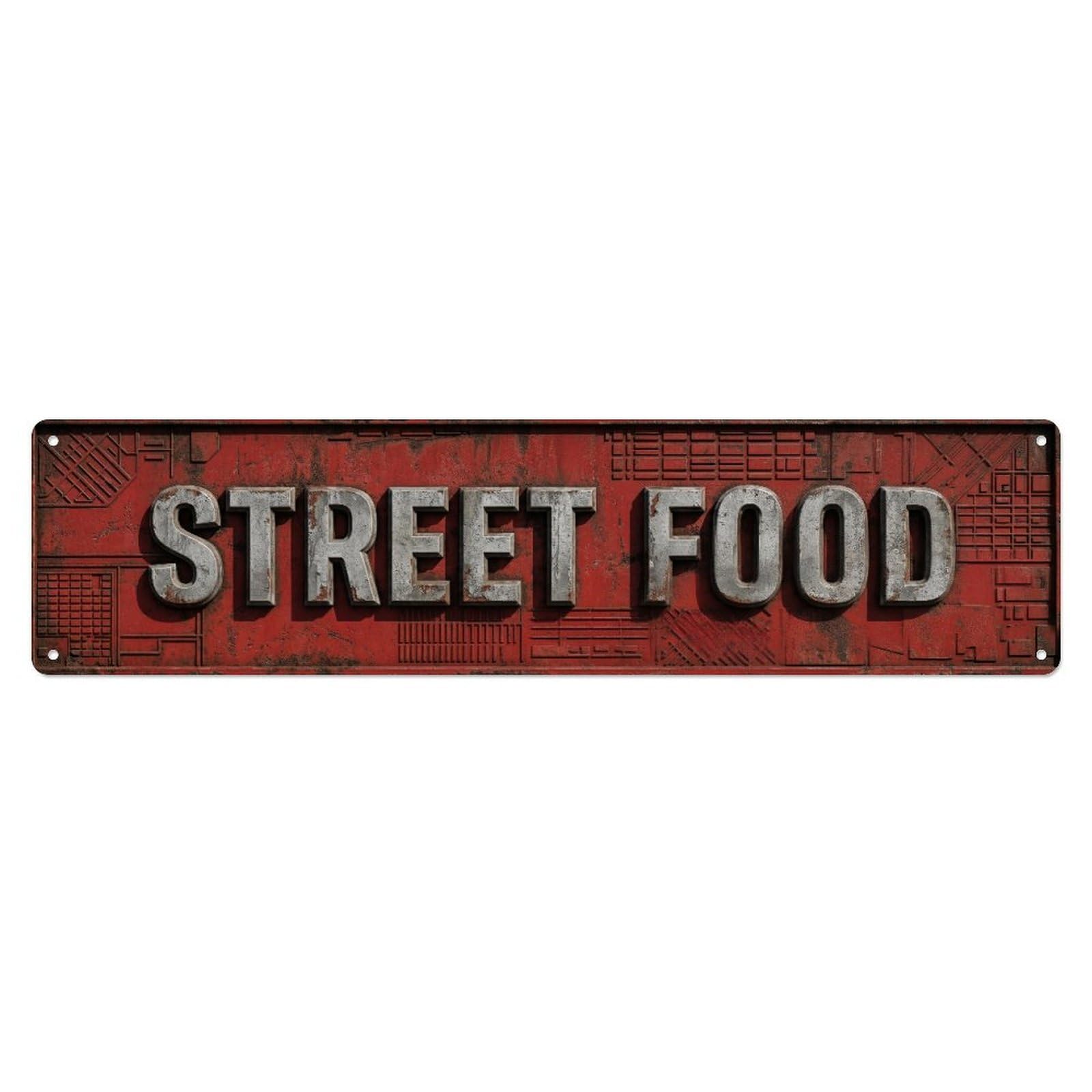 STREET FOOD Urban Flavors Metal Tin Skinny Sign Plaque Wall Decor for Cafe, Club Bar, Office, Home Garden Metal Poster 4x16Inch