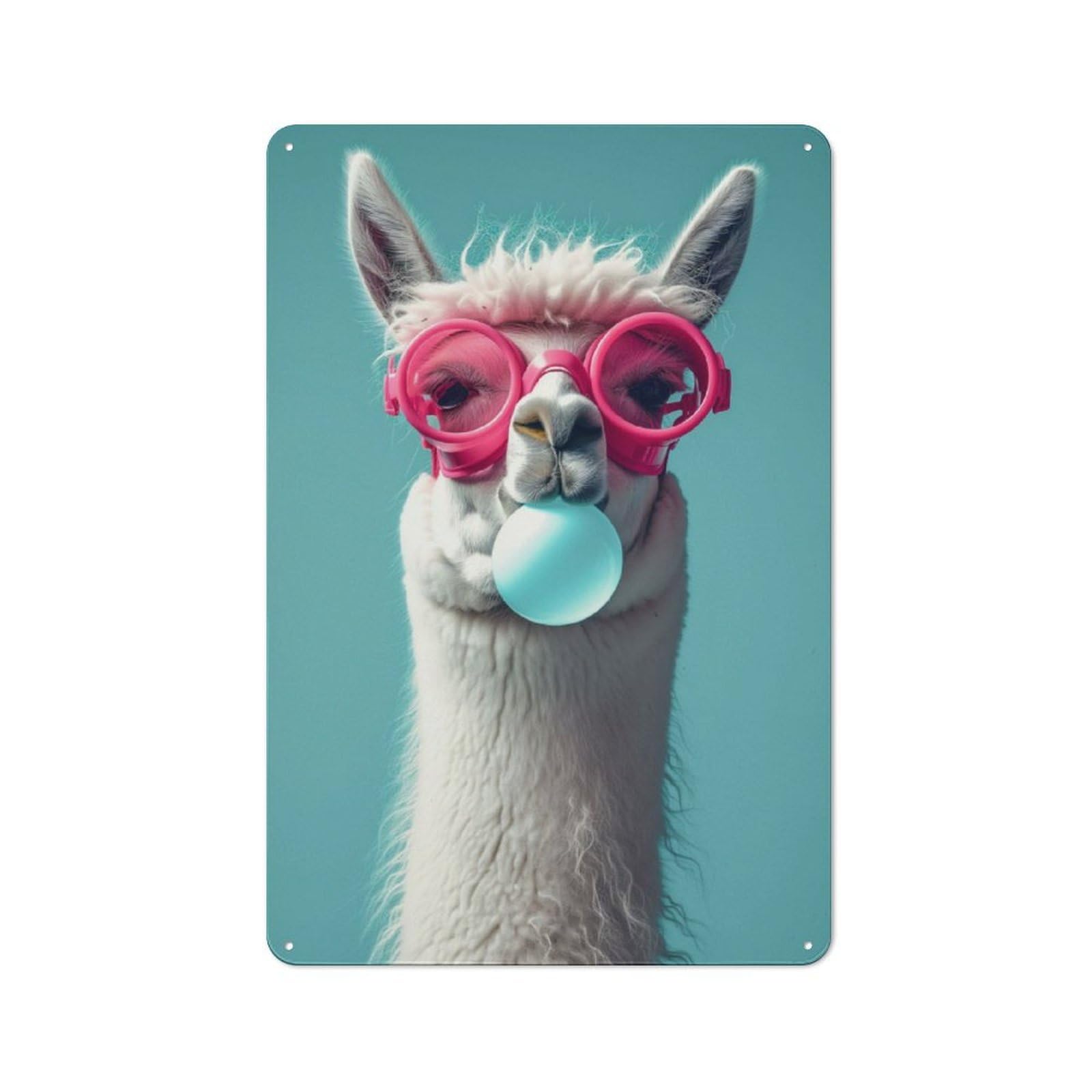 Junmoney Llama Bubblegum Retro Metal Sign 30X20cm Featuring For Hallway Wall, For Kitchen, Dining Room And Home Bar Wall Decor