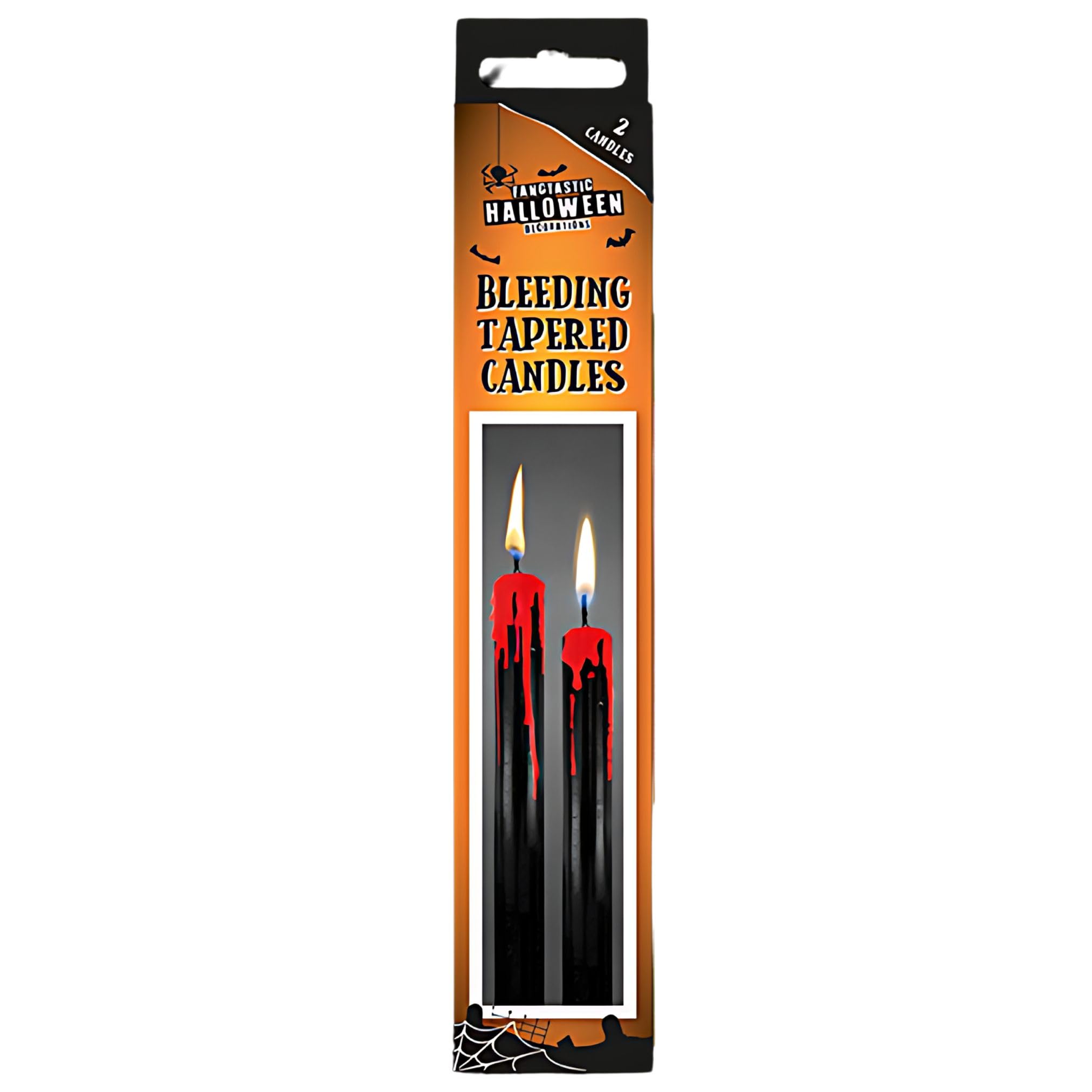 AKH® Halloween Bleeding Tapered Candles | Pack of 2 | Spooky Blood Drip for Creepy Decor | Vampire Tears Black Realistic Scary Candles for Gothic Party Decorations