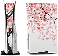 Vista 4 de AoHanan Cherry Tree Blossom PS5 - Juego completo de calcomanías de vinilo para consola y controlador para Playstation 5 Disc Edition