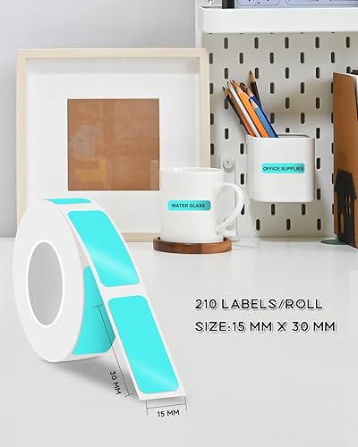 Miniatura 2 de iEager Cinta para etiquetar, 0.591 in x 1.181 in, papel térmico adhesivo azul, etiquetas de almacenamiento para el hogar, cinta de etiquetas