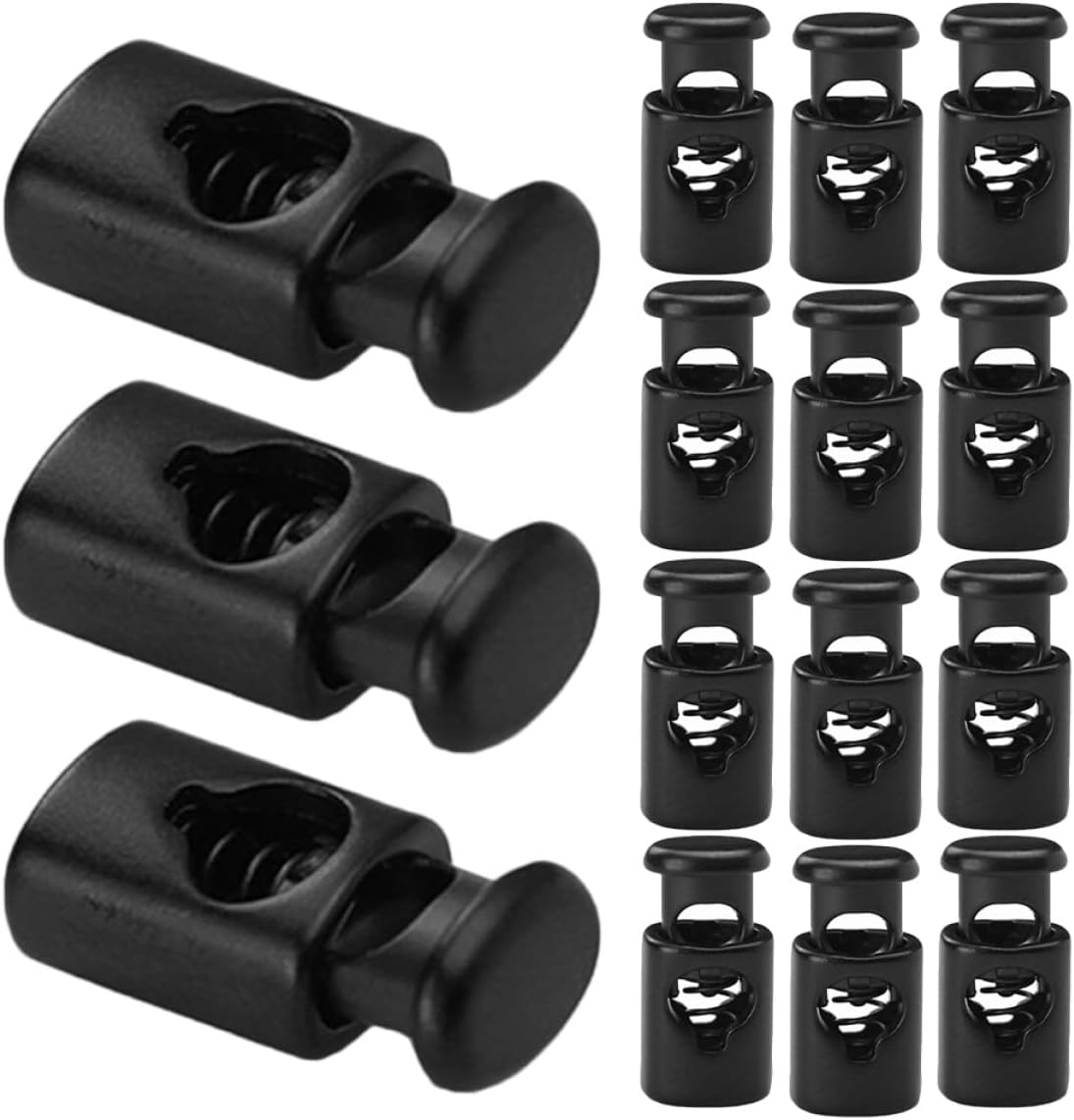 TOYANDONA 14PCS Plastic Spring Cord Locks Flat 4mm Single Hole Drawstring Clips for Shoelaces, Bags, Clothing, Sweatpants, Gloves String Tightener Stopper