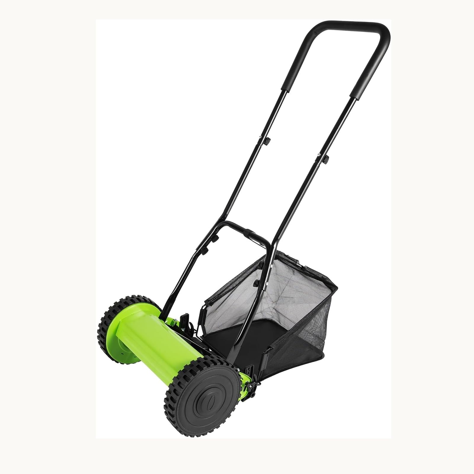 Cortacésped Manual De Carrete De Empuje De 12 Pulgadas, Barredora De Césped con Bolsa De Recolección Y 5 Cuchillas, Ajuste De Altura De 4 Posiciones, Recolección Automática De Recortes De Césped