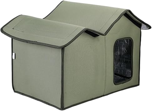 Large Insulated Feral Cat House with Waterproof Design | Weatherproof Warm Pet Shelter Pet Cave, Transparent Door Design Washable Cat Shelter, Outdoor cat house for Porch Yard, All Seasons33x50x38cm
