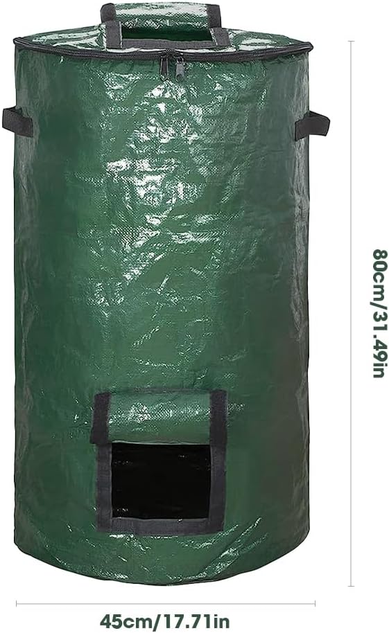 mizikuu Stand Up Composter, 120L Quick Composter with Lid and Environmental Reusable Compost Bag Plastic Container Compost Bag Garden Compost Bins Waste Bag Thermocomposte