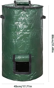 mizikuu Stand Up Composter, 120L Quick Composter with Lid and Environmental Reusable Compost Bag Plastic Container Compost Bag Garden Compost Bins Waste Bag Thermocomposte