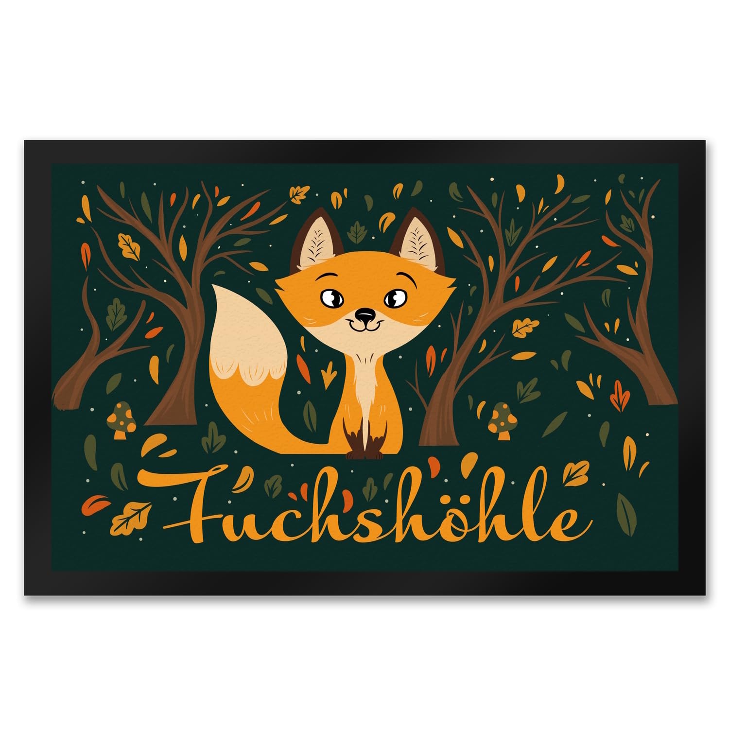speecheese Fußmatte XXL in 50x75 cm mit niedlichem Fuchs im Wald und Herbst Motiven - Fuchshöhle als Geschenk im Comic Design für Kinder oder Erwachsene die Ihr Zimmer lieben wie eine