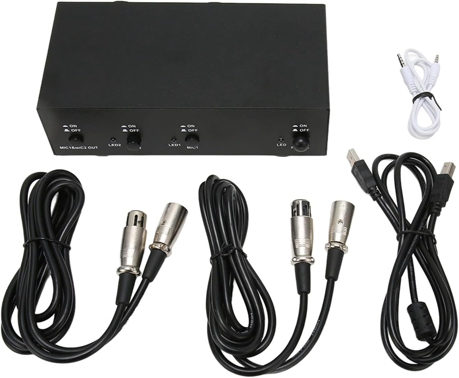 2X 2 Channel 48V Phantom Power Supply,Universal Compact Phantom Power for Condenser Microphone Music Recording Equipment