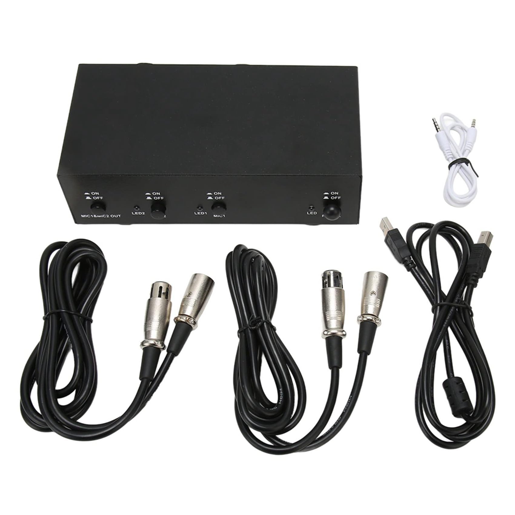 2X Alimentatore Phantom 48V A 2 Canali, Alimentazione Phantom Compatta Universale per Apparecchiature di Registrazione Musicale con Microfono A Condensatore