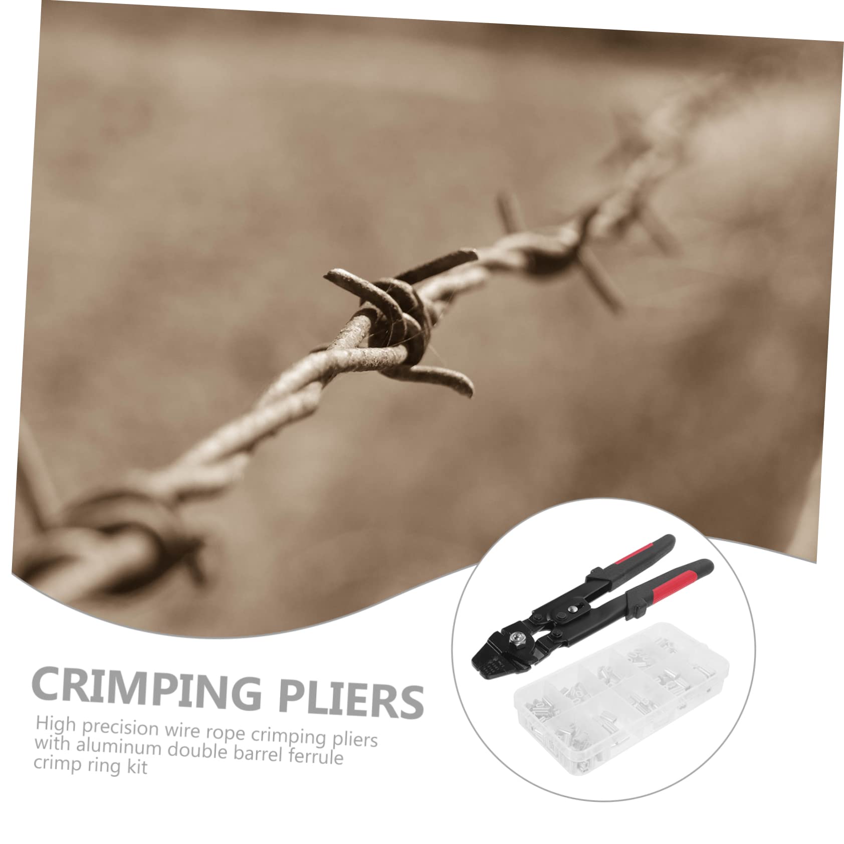 Mikinona Pince à Sertir Câble Inox Portable avec Kit Manchons Aluminium Outil Crimper Fil Acier Multifonction pour Câblage Électrique
