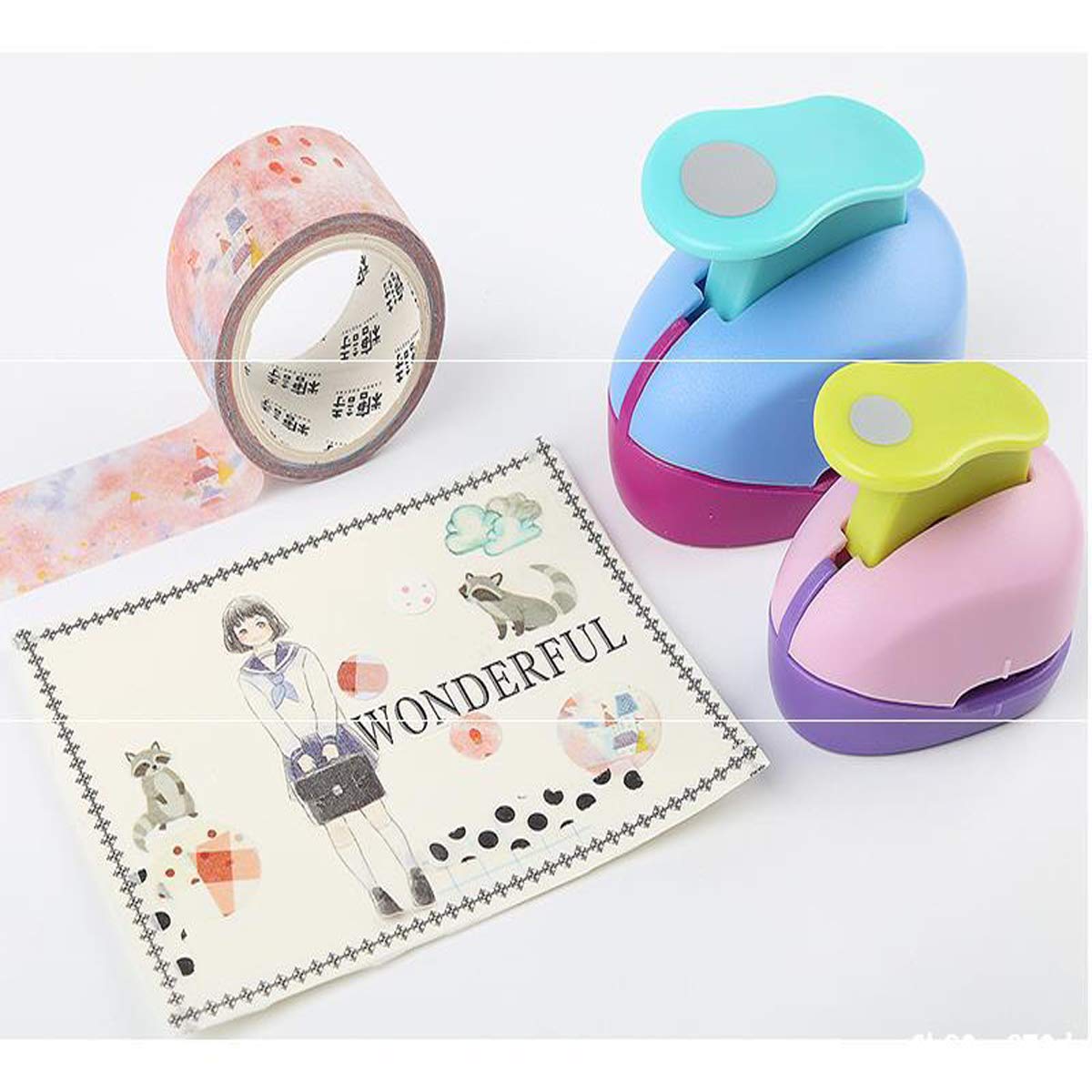 Amazon.co.jp: クラフトパンチ 4個セット カラフル クラフト 紙用