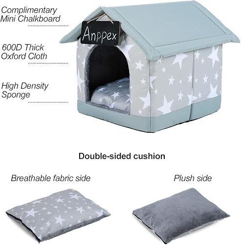Miniatura 2 de ANPPEX Casa para perros de interior, casa interior para perros con cojín extraíble, casa cerrada para perros y gatos, gris