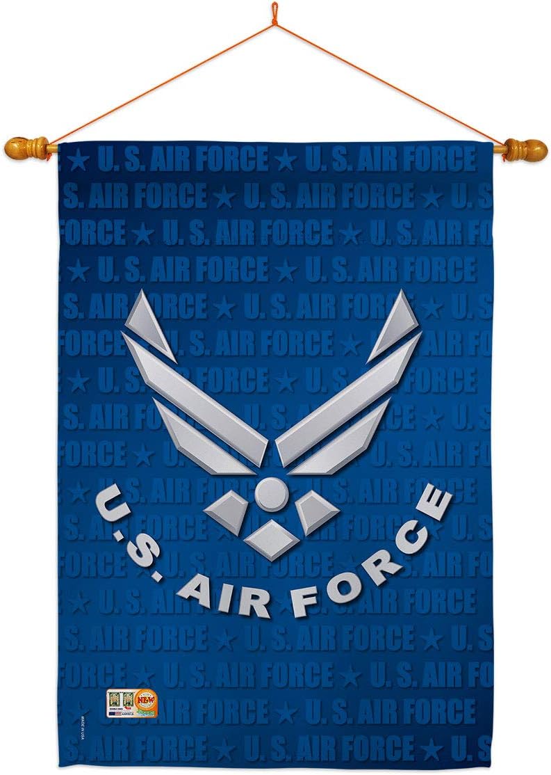 Air Force US Burlap House Flag Armed Forces USAF United State American Military Veteran Retire Official Small Decorative Gift Yard Banner Double-Sided Made In USA 28 X 40