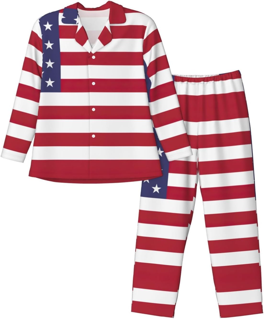 American Flag Print Luxurious Mens Pajamas Set,Soft Breathable Pajamas, Perfect For Winter Christmas