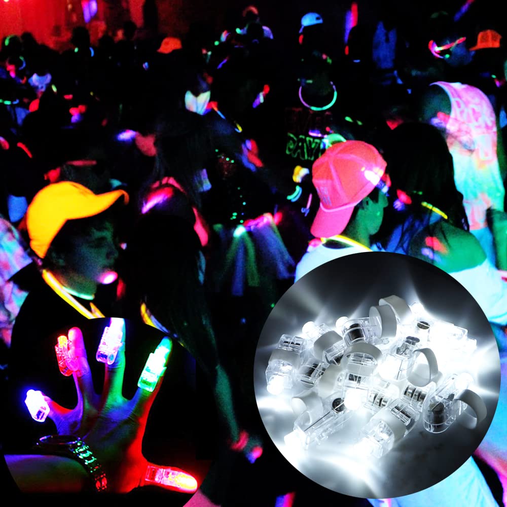 Novelty Place Lot de 40 lampes de doigt LED pour enfants et adultes - Jouet lumineux pour Halloween, raves, spectacles de concert - Blanc, Plastique, Aucune pierre précieuse