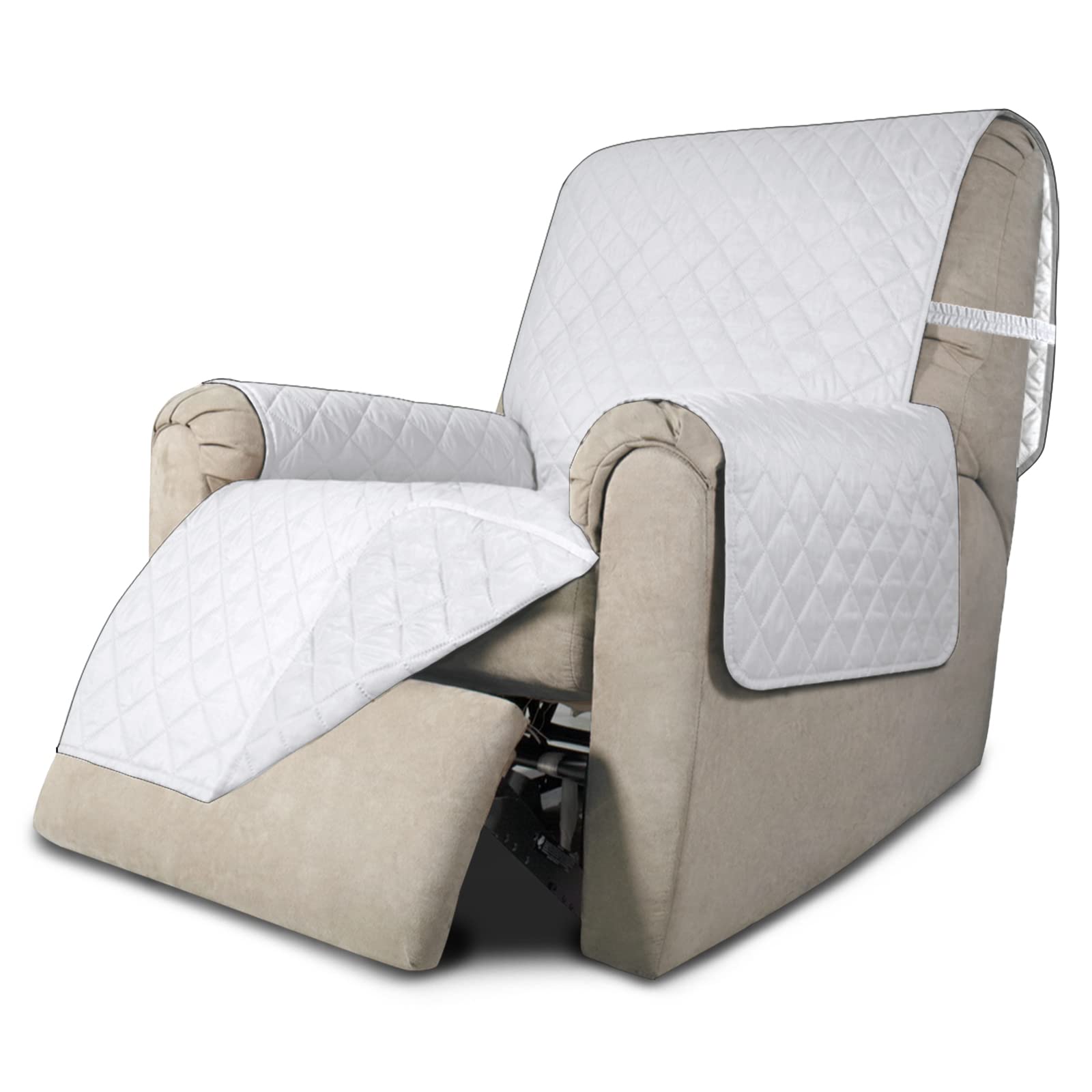 Easy-Going Reversible Couch Cover, Recliner 22 in, White/White