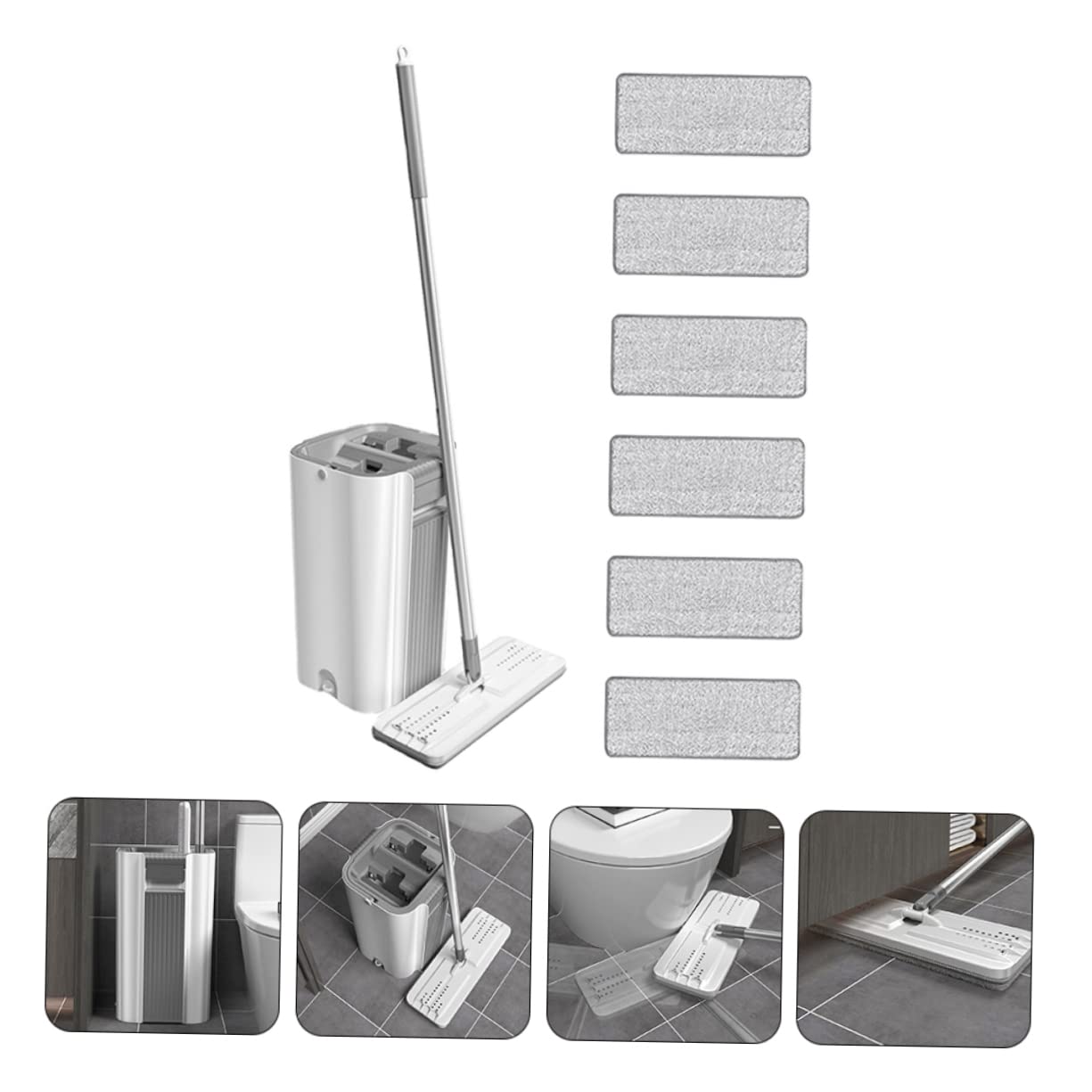 Set Mop per Casa Secchio e Spruzzatore, Microfibra Argento