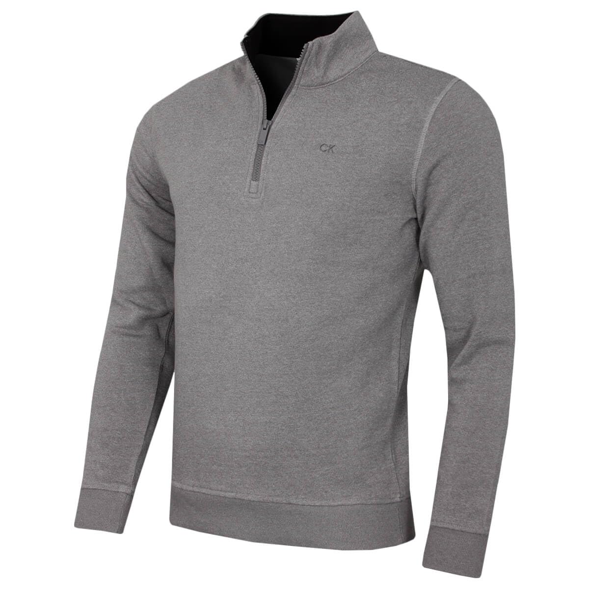 Calvin Klein Men's Silver Marl Rocky Half Zip Supersoft Sweater - Xxxl