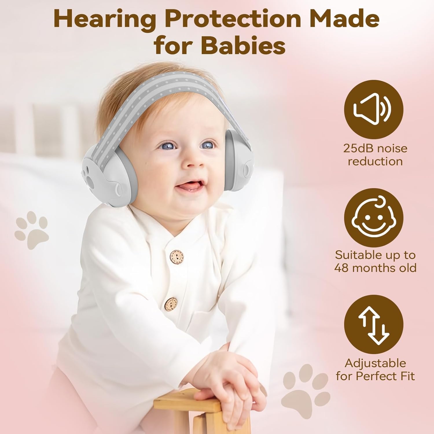 JITIFAZH 2 in 1 Baby Ear Defenders 3-48 Months, Adjustable Children Ear Defenders with Stretchy Band - Image 4