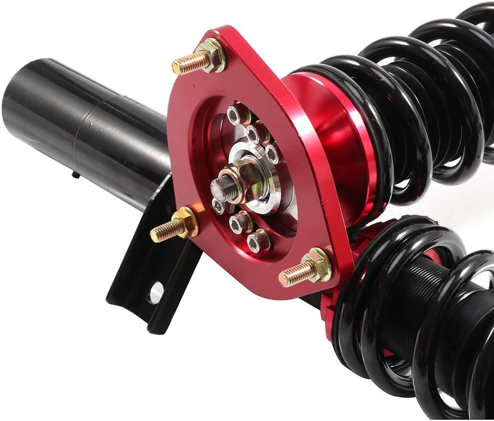 Adjustable Height Coilovers Struts Front And Rear Fit for 2003-2007 for Volkswagen Golf, 2006-2009 for Volkswagen GTI Coil Spring Over Shock (Set of 4) - Red