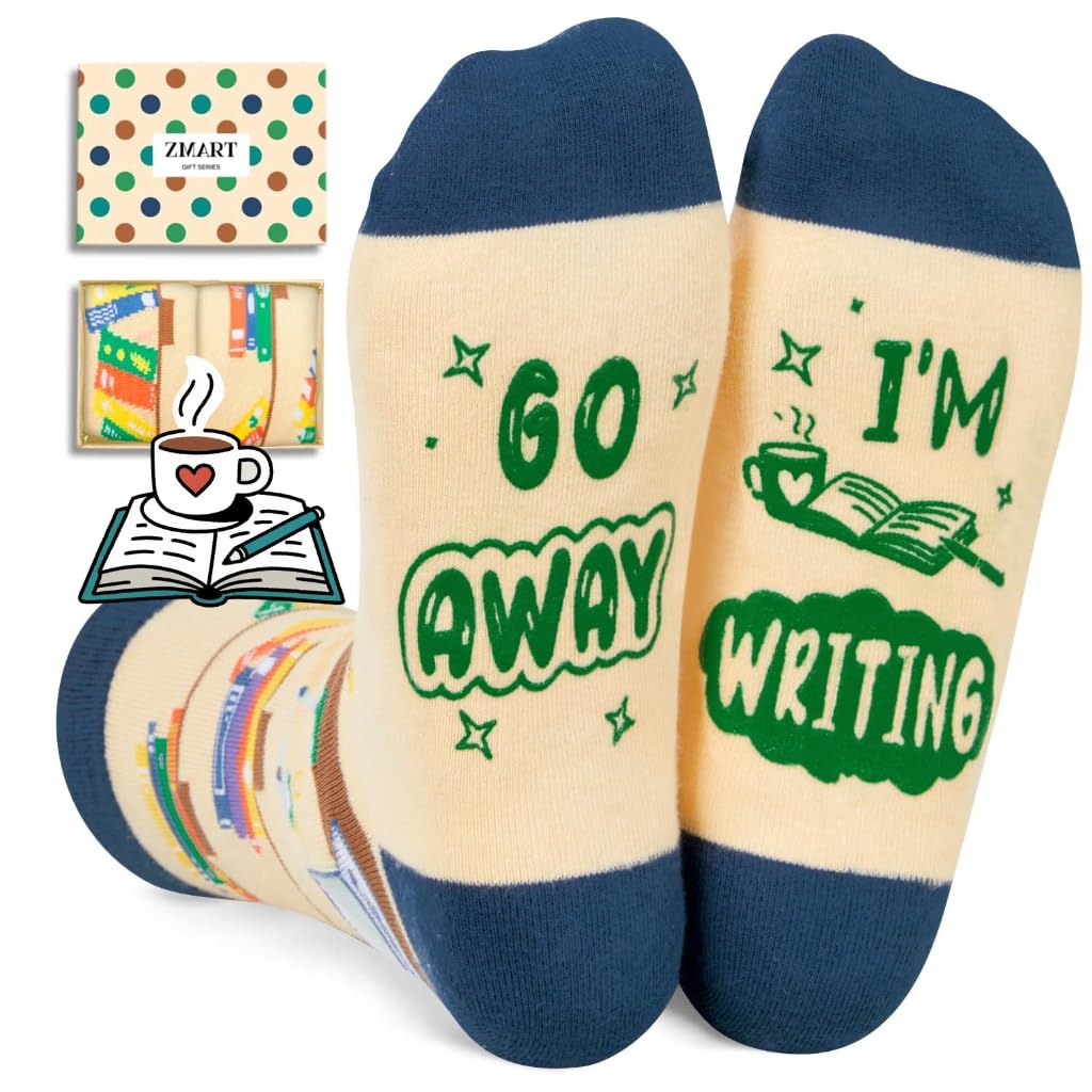 Zmart Reading Writing Socks for Adults - Reading Writing Book Gifts for Men Women Writers