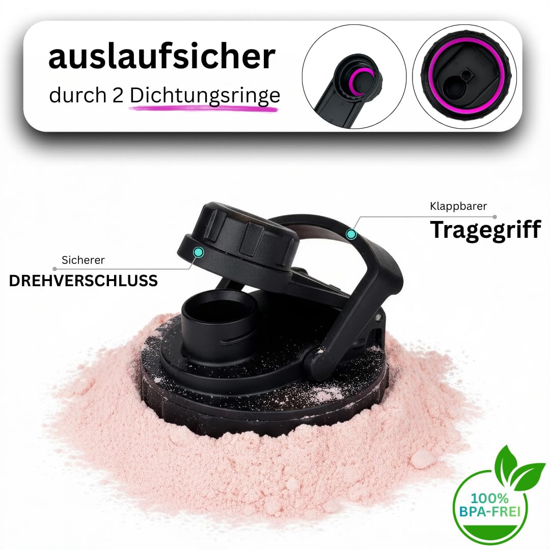 Glas Shaker 750 ml [PREMIUM] | Proteinshaker mit Mischnetz & Skala | BPA-Frei & auslaufsicher | spülmaschinenfest | robustes Spezialglas (Obsidian-Schwarz)