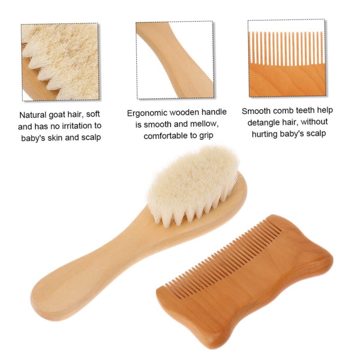 FRCOLOR 6 Piezas Cepillo De Baño Para Bebés Cepillo Para El Cuidado Del Bebé Peines Para El Cabello Para Mujeres Kit De Aseo Para Bebés Niño Pequeño De Madera Soporte Madera Maciza