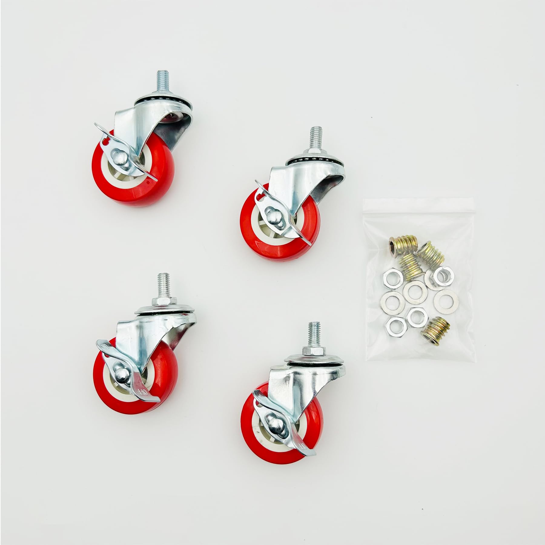 Ruedas Giratorias de PU con Freno 360° Ø 50mm IC4214A Paquete de 4 para Muebles Armarios