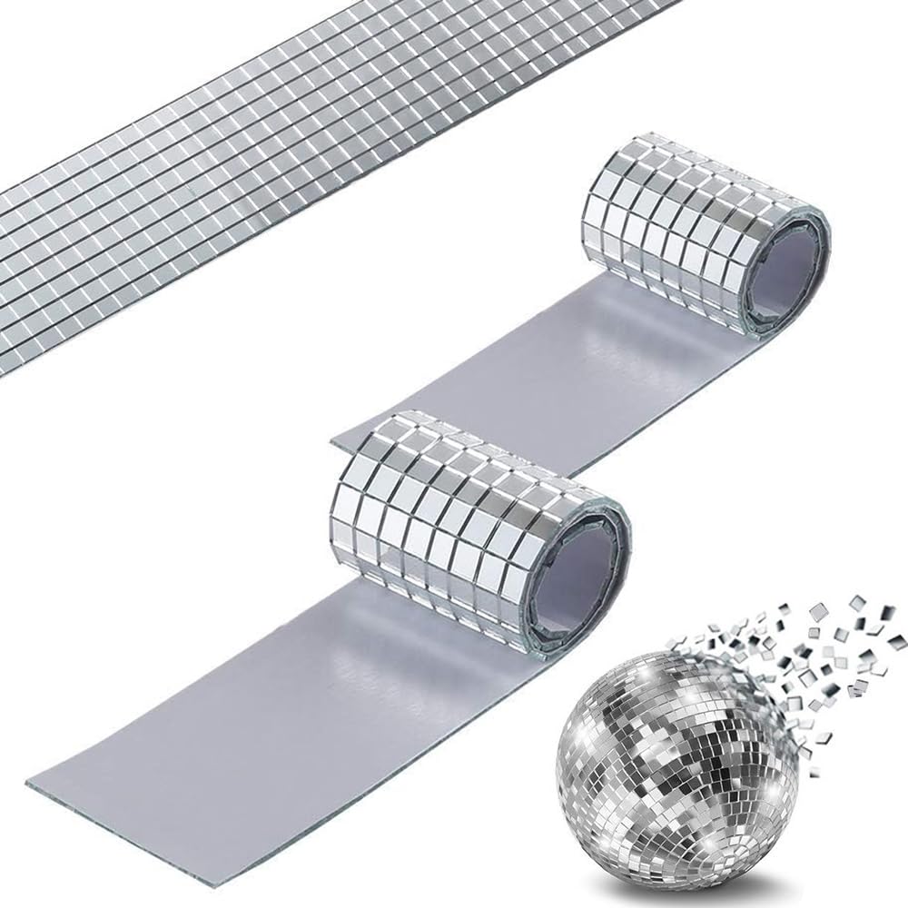 X spring Self Adhesive Mini Square Glass, 3200 Pieces Self Adhesive Acrylic Mirror Mosaic Sheets, Decorative Craft DIY Accessory Mirrors Mosaic Tiles, 5x5 mm Mirrored Tiles Peel and Stick (Silver)