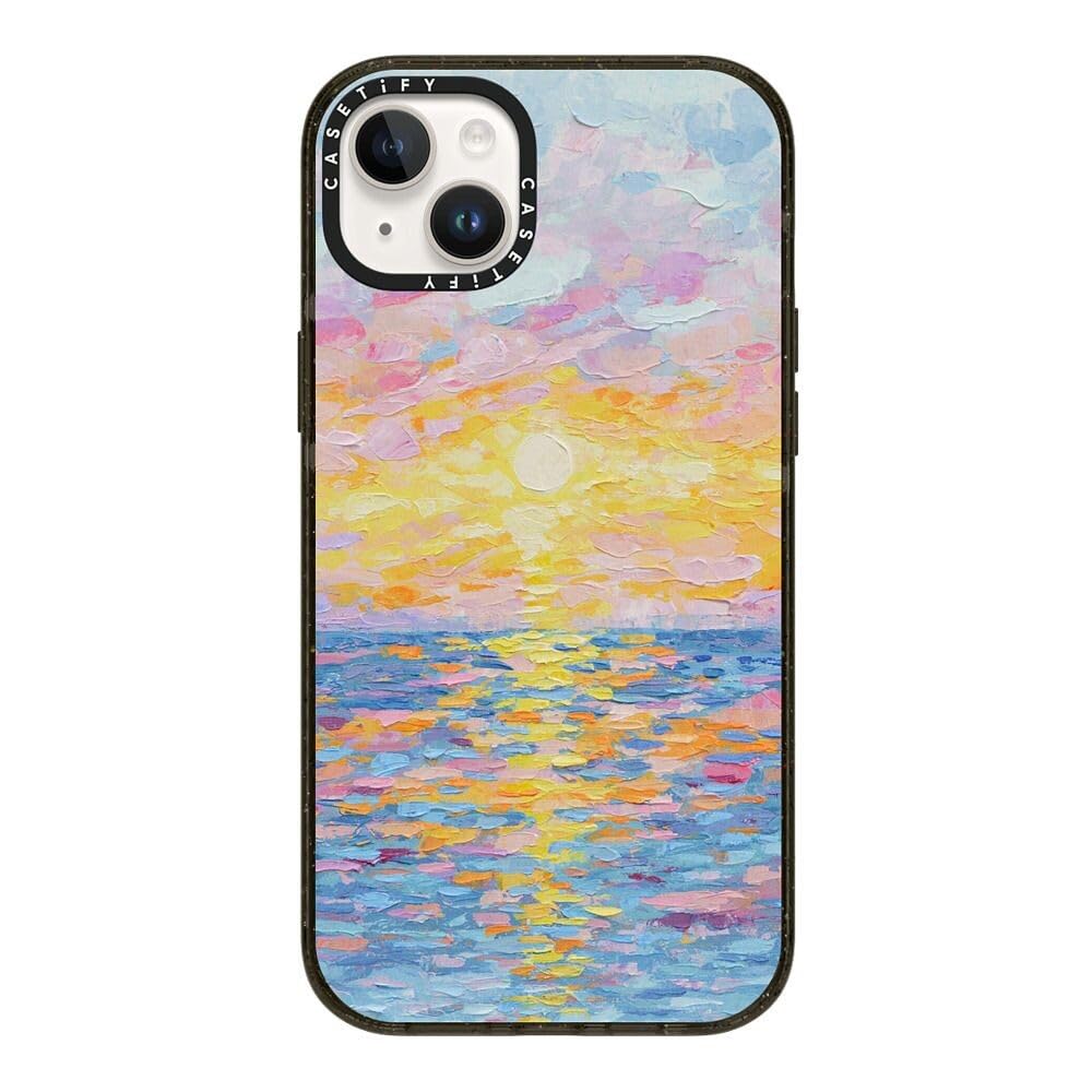 CASETiFY Impact iPhone 14 Plus Case [4X Military Grade Drop Tested / 8.2ft Drop Protection/Compatible with Magsafe] - Frosted Sunset - Clear Black