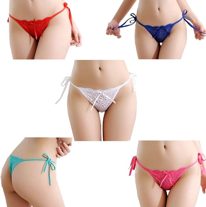 Amazon Co Jp Yilaiya 5枚组 レディースtバック 下着 セクシー ショーツ おしゃれ カワイイ レース 紐パン 魅惑 美尻 ヒップライン ローライズ 勝負下着 レース 花柄 透かし彫り ひもパンツ ランジェリー 服 ファッション小物