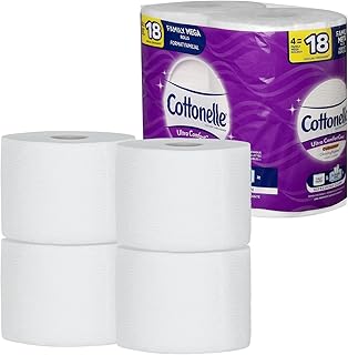 Ultra ComfortCare Toilet Paper with Cushiony CleaningRipples Texture - Pack of 1, 4-Count, 325 2-Ply Sheets Per Roll - 4 F...